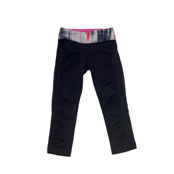 Lululemon Run: Sun Sprinter Crop Sz 4 Deep Indigo/Mirage Deep Indigo/Pow Pink - Picture 4 of 11